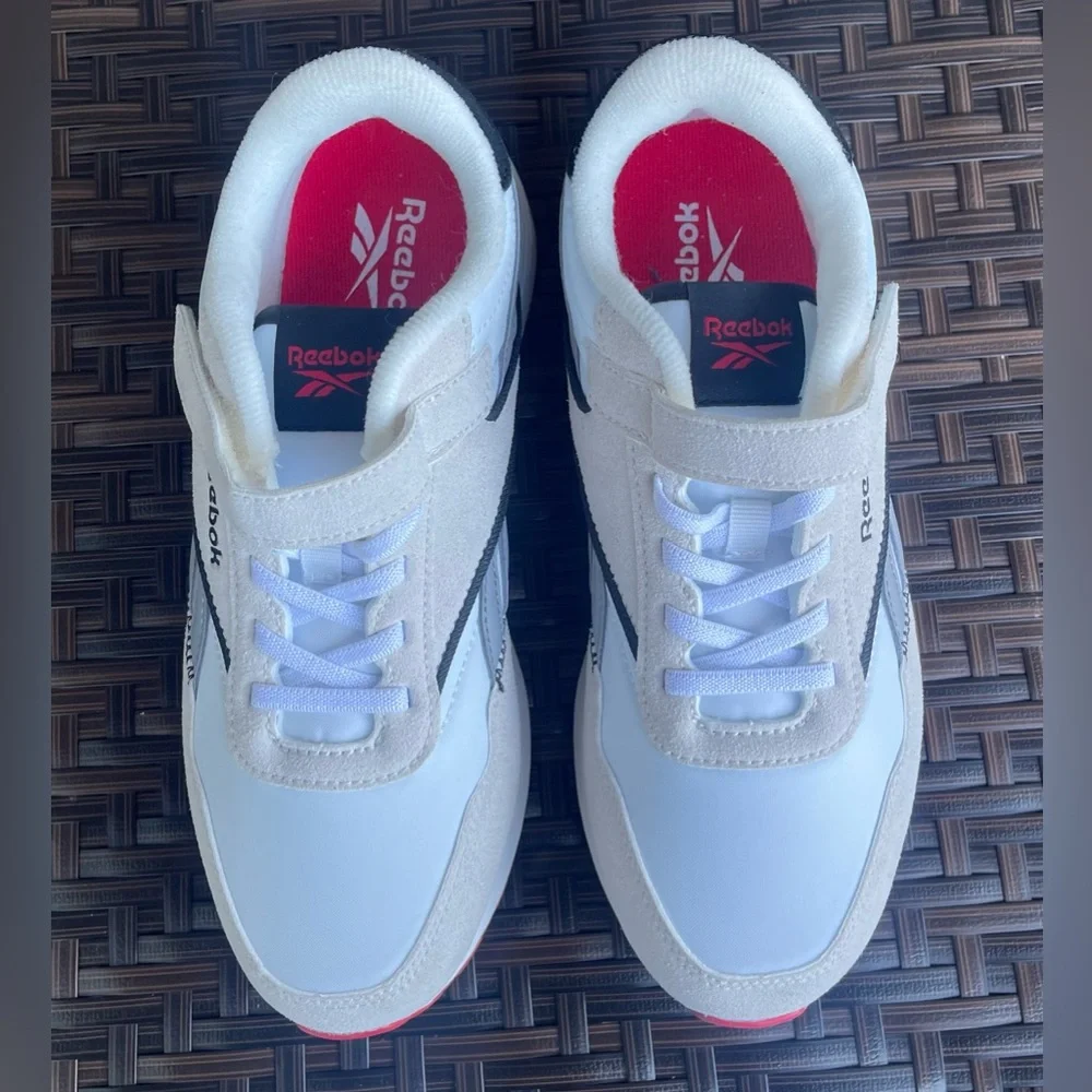 NEW Reebok Kids' Classic Nylon Athletic Low Top Shoes White Grey Red